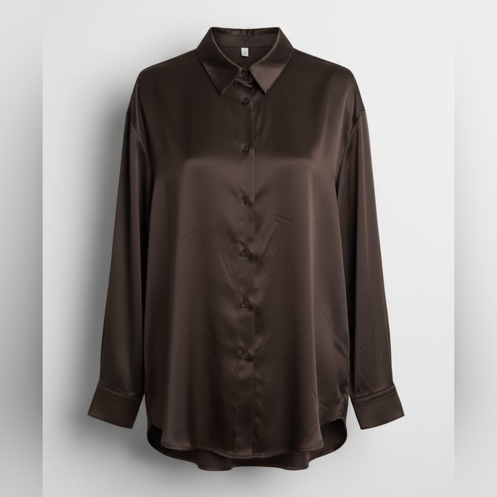 Ultra Flirt French Roast Button-Up Shirt Large Brown Fall Wovens